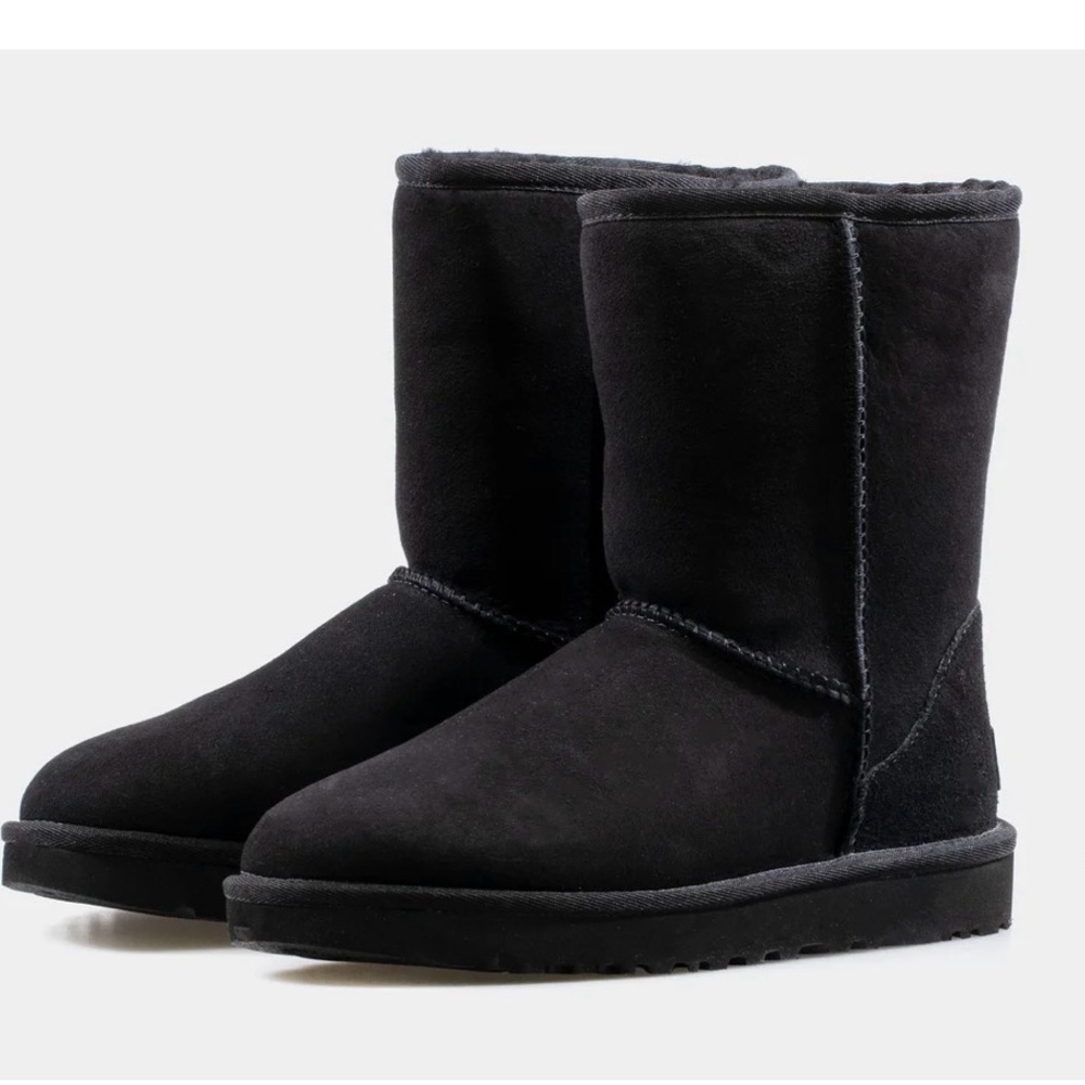 Authentic UGG Black Suede Classic Short II boots size 6 EUC